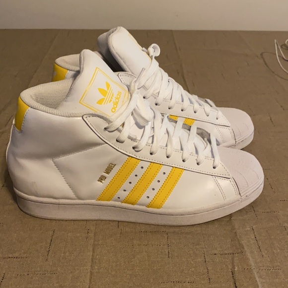adidas Shoes | High Top Yellow Stripe Adidas | Poshmark